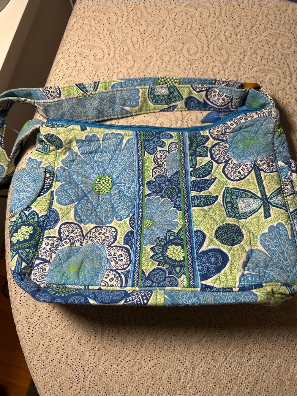 Vera Bradley Quilted Floral Crossbody Bag in Blue and Green - Picture 4 of 8